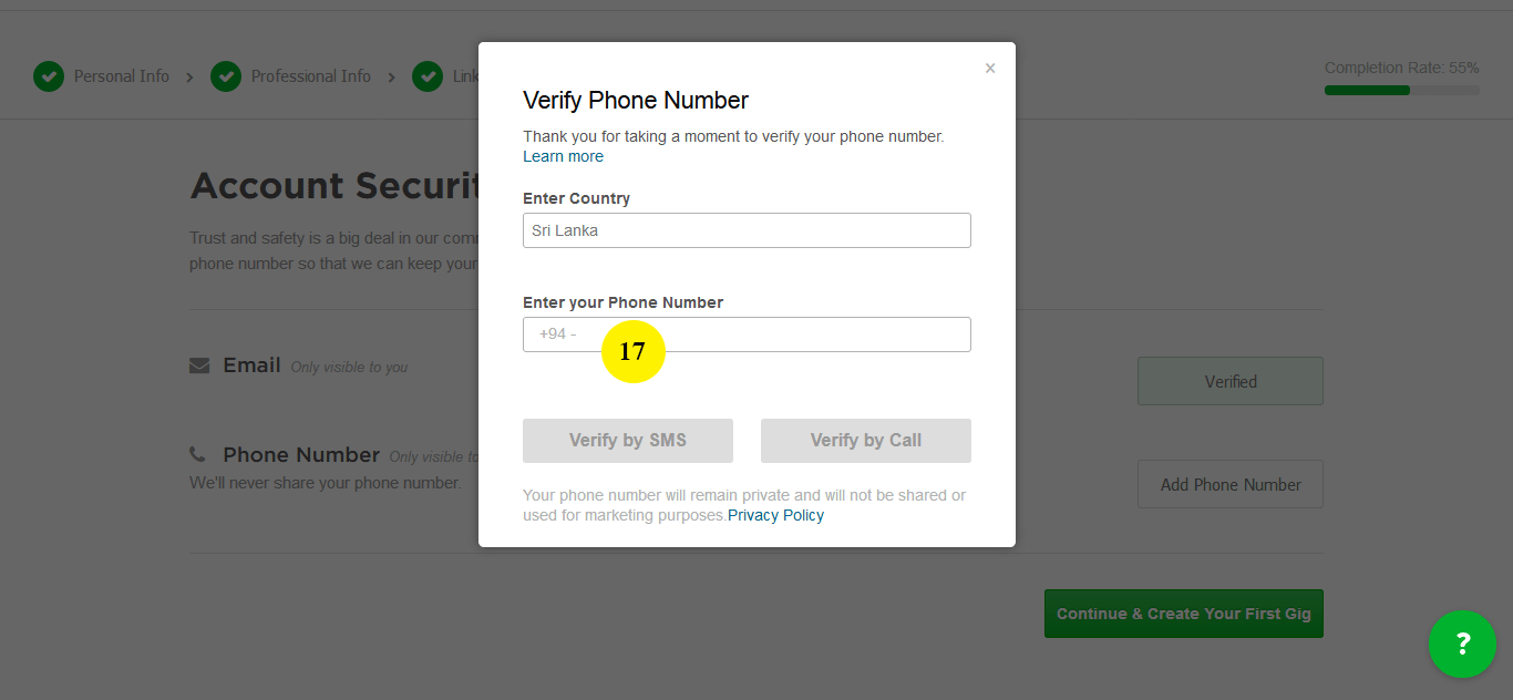 Create a Fiverr account