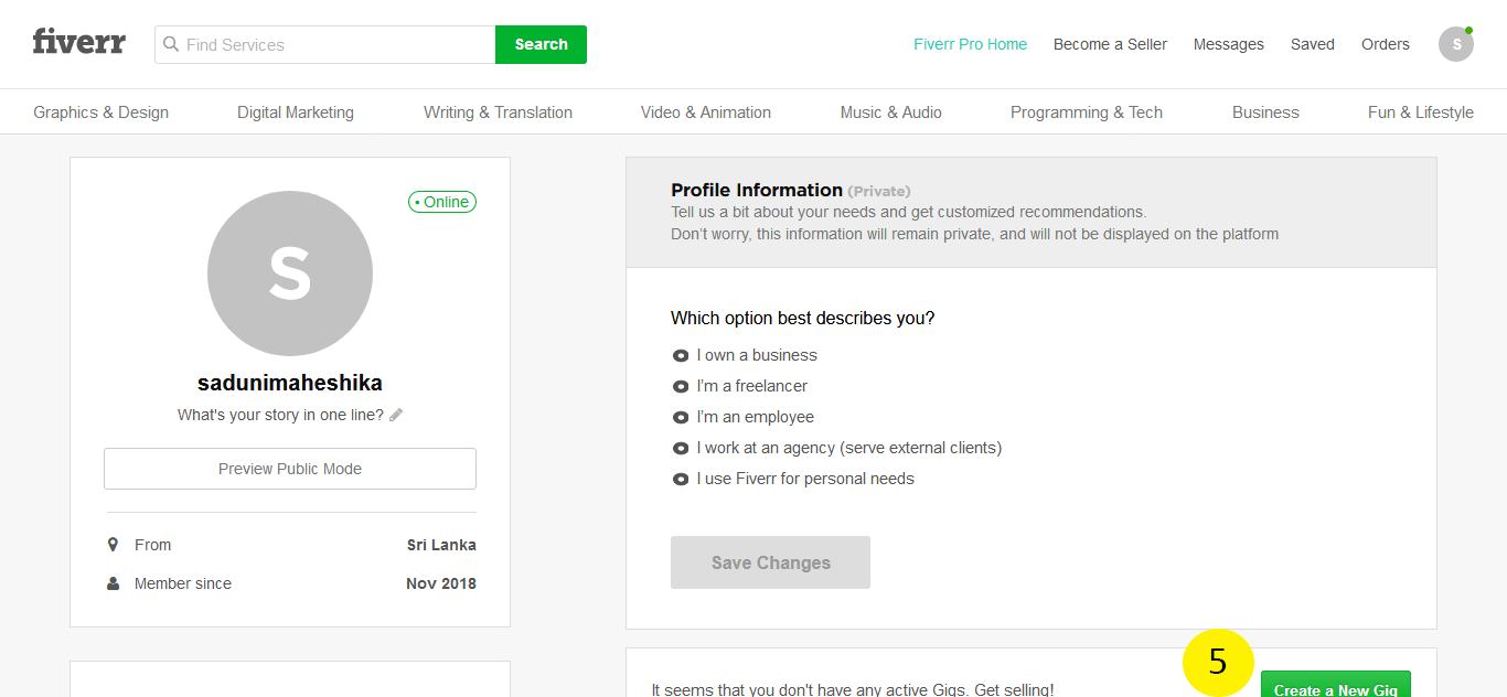 Create a Fiverr account