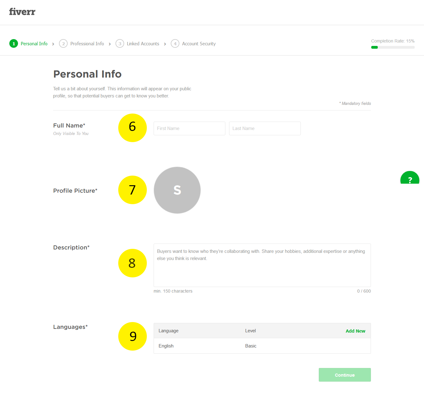 Create a Fiverr account