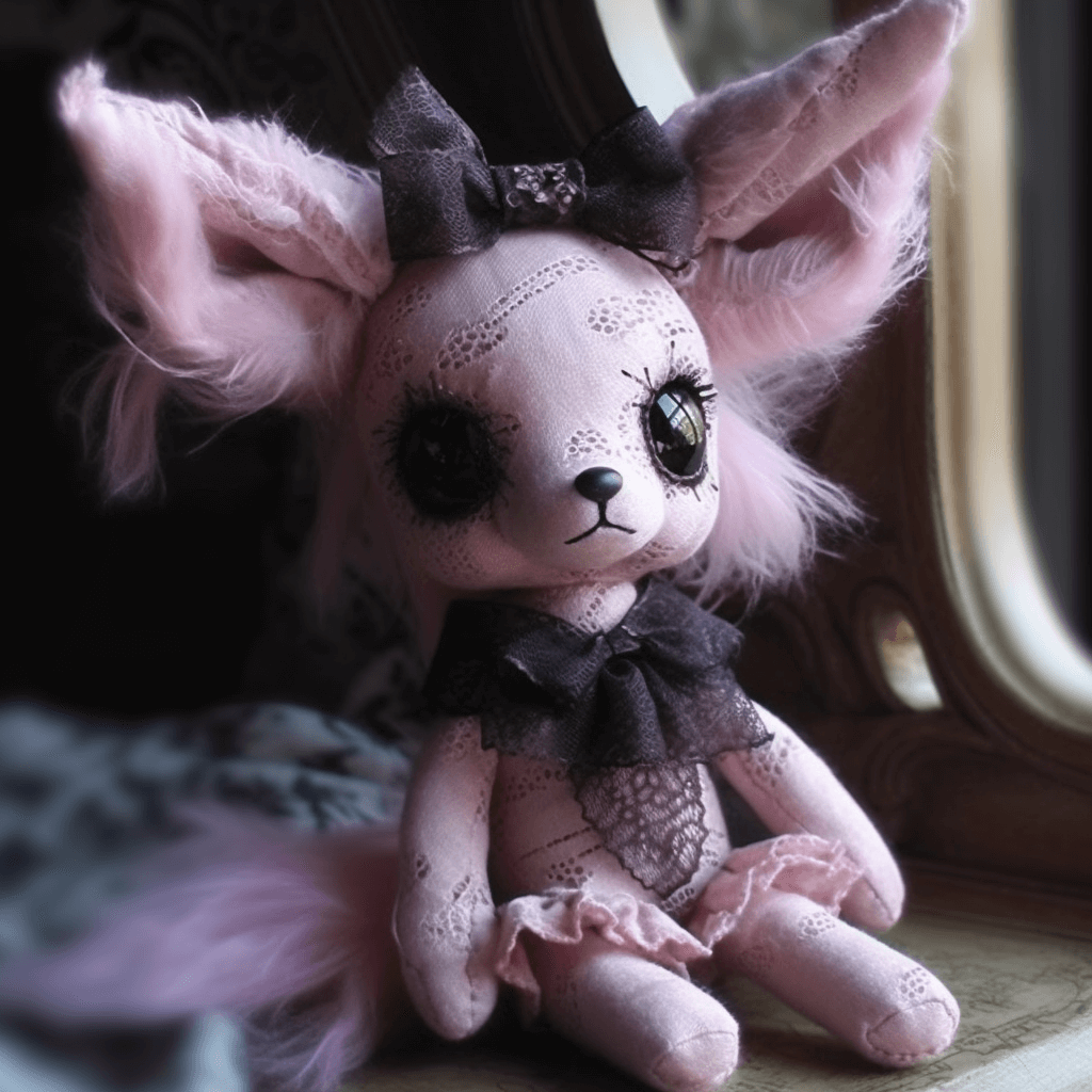 Kawaii Emo Pink Fennec Fox Stuffed Animal