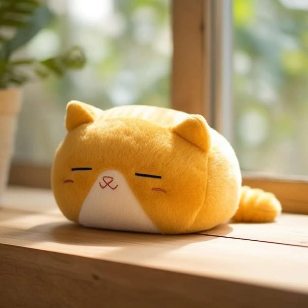 Sleeping Cute Ginger Cat Stuffed Animal