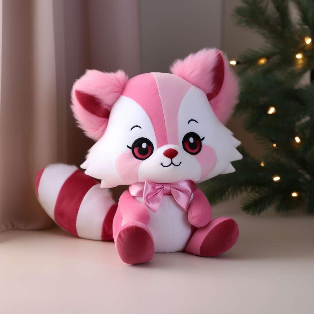 Kawaii Anime Pink Raccoon Plush